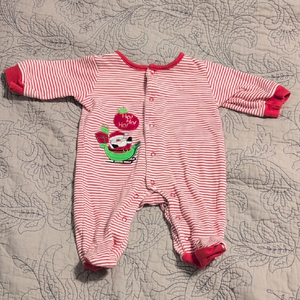 Nursery Rhyme Red and White Striped Baby Footie
